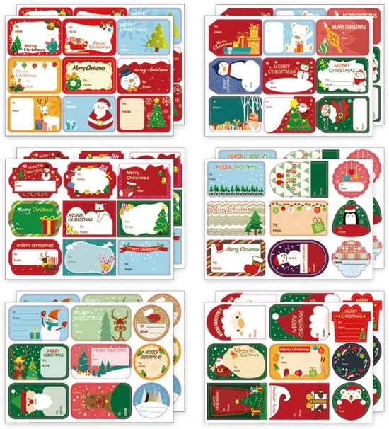 Sticker di Natale 108 pezzi - Autoadesivi - Etichette di regalo - Decorazione - Attività ricreative - Motivi festivi - 12 fogli 18 x 13 cm - Etichette per regali