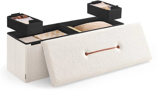 Sedia da Soggiorno - Ottomana - 131L Capacità - Bianco - 38 cm x 110 cm x 38 cm