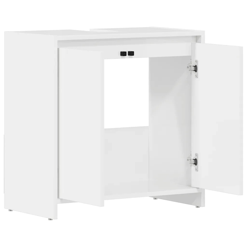 Mobile da Bagno Bianco Lucido 60x33x61 cm in Legno Multistrato 802648