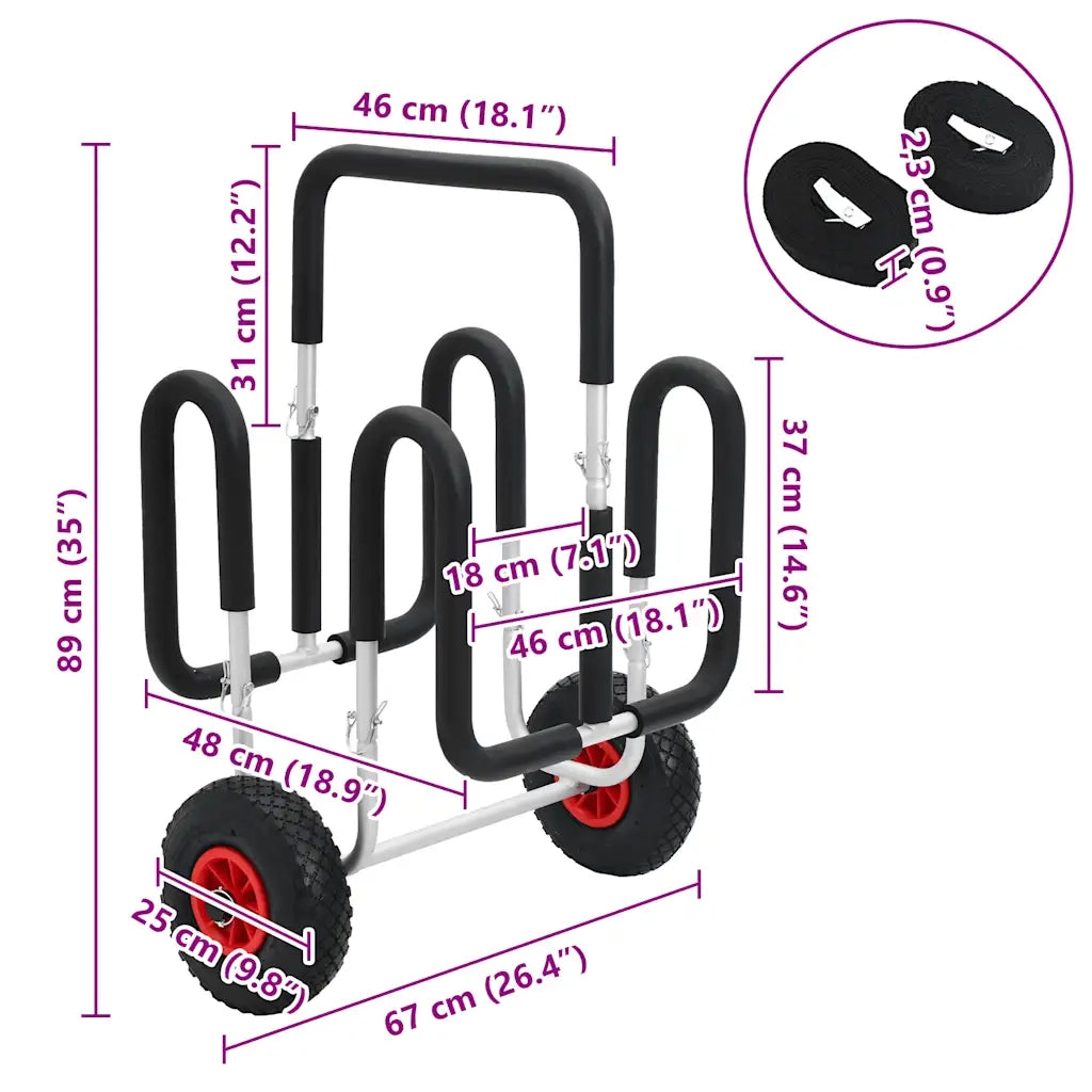 Carrello SUP per 2 Tavole da Surf 90 kg in Alluminio CFW1359154