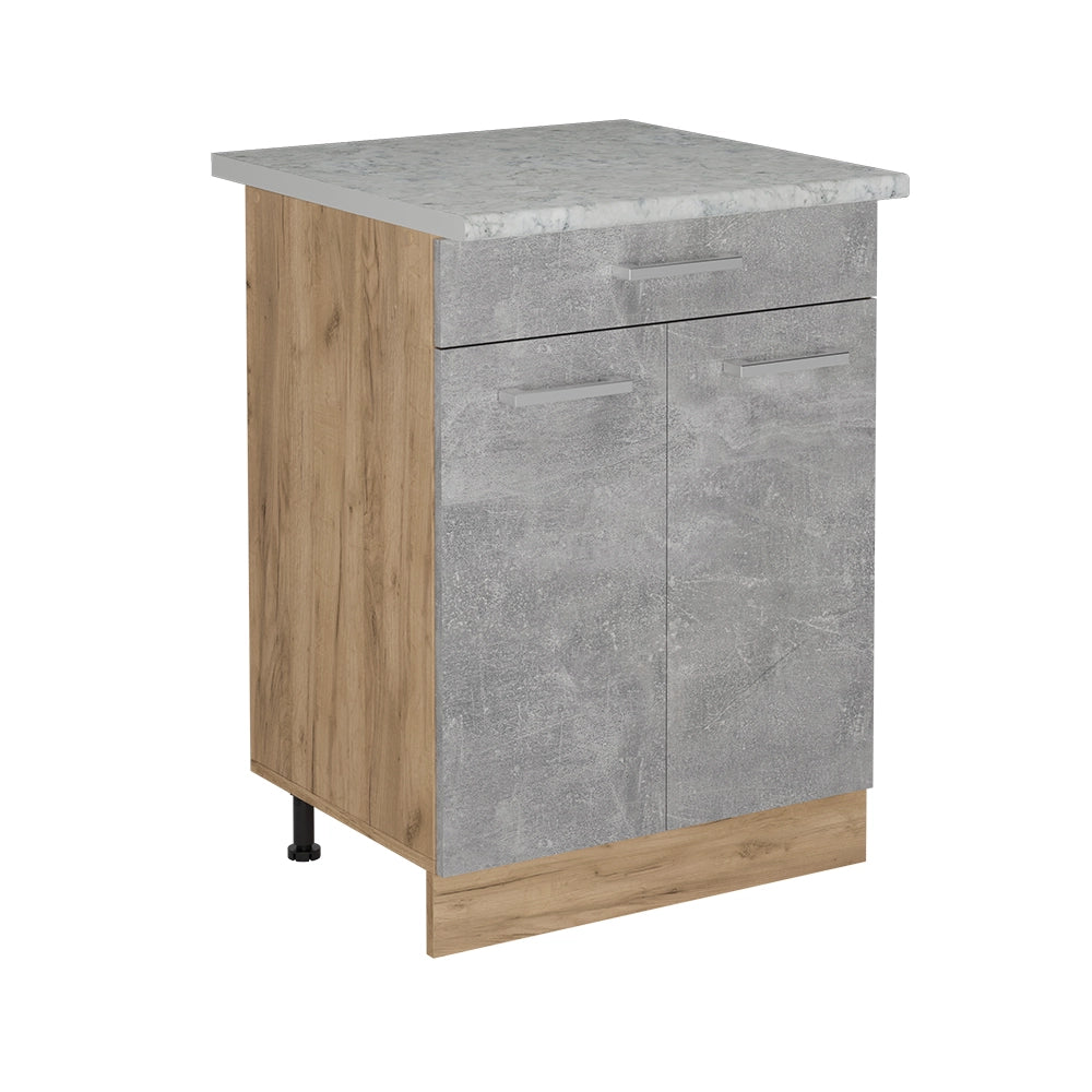 Mobiletto base per cucina R-Line Calcestruzzo/Rovere dorato 60 cm PL Marmo Vicco