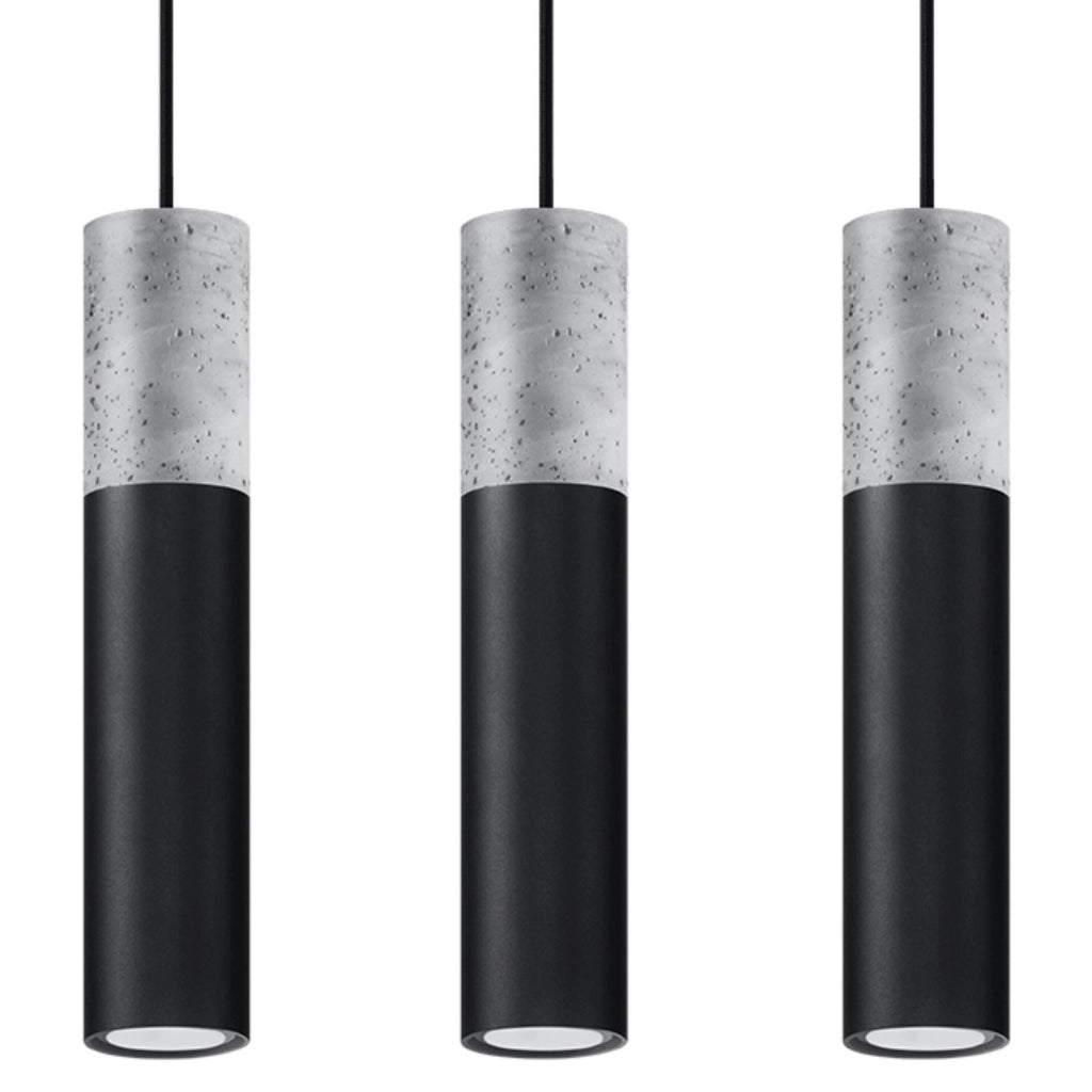 Lampadario cemento VALERO 3 luci nero Pure Lume GU10