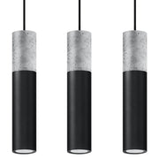 Lampadario cemento VALERO 3 luci nero Pure Lume GU10