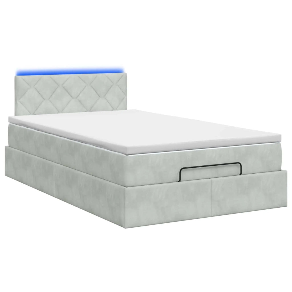 Letto Ottomano con Materasso e LED Grigio Chiaro 120 x 200 cm 3457203