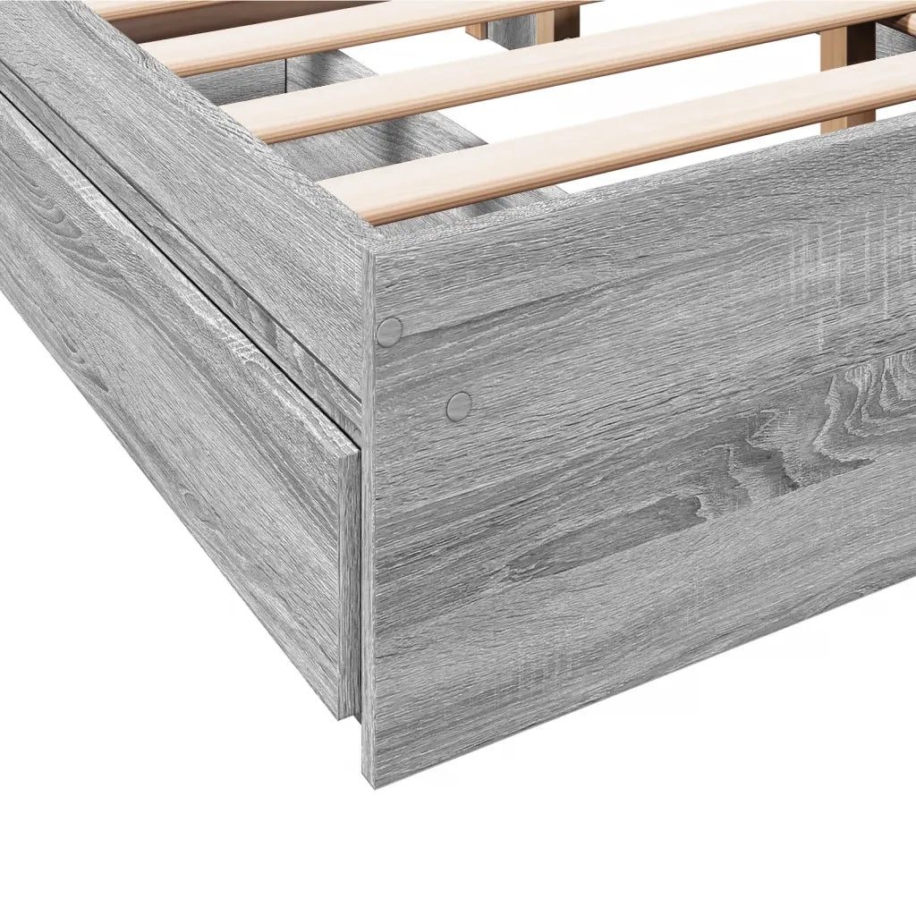 Giroletto Cassetti-Struttura Letto con contenitore Grigio Sonoma 140x200 cm Legno Multistrato 620852