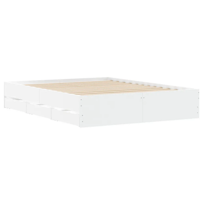 Giroletto con Cassetti Bianco 150x200 cm in Legno Multistrato