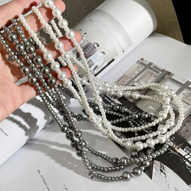 Collana di perle multistrato fatta a mano, regalo di Natale o compleanno.
