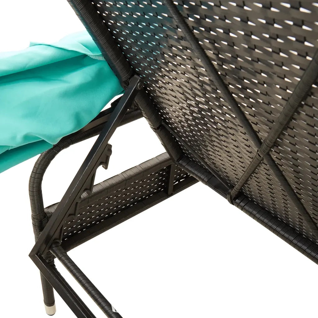 Lettino prendisole con tettuccio e Tavolino in Polyrattan Nero 368205