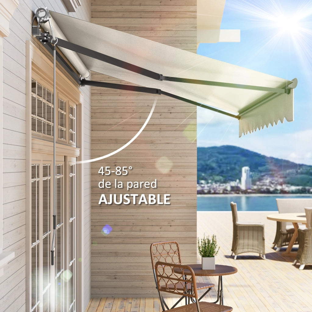 Toldo Retrattile Manuale per Giardino e Terrazza ¨C zephmum ¨C Crema 296x250 cm
