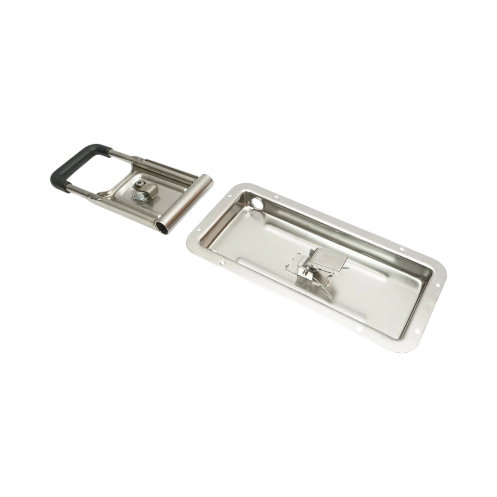 Serratura per porta camion incassata 16mm con 2 chiavi in acciaio inox 270x130x23,5mm