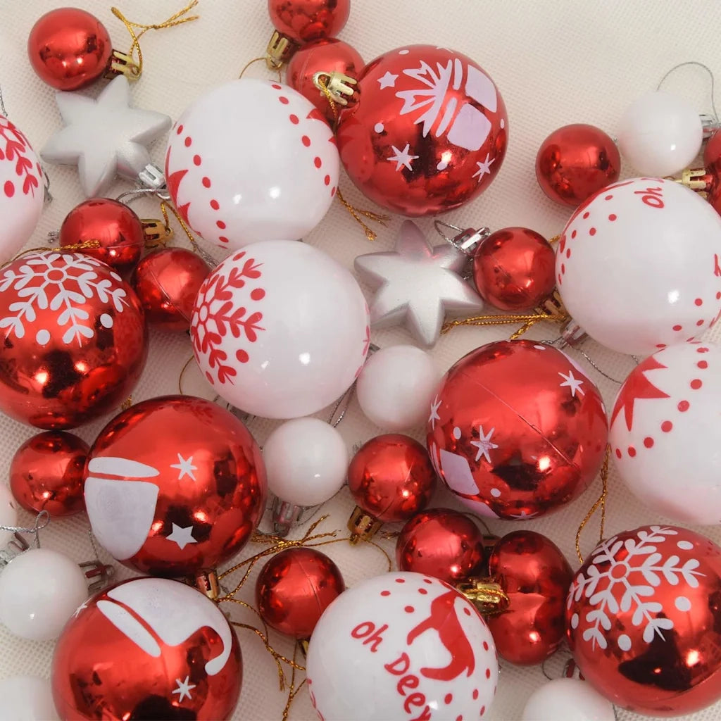 Set di Palle di Natale 40 pz Rosso e Bianco Plastica CFW9187010