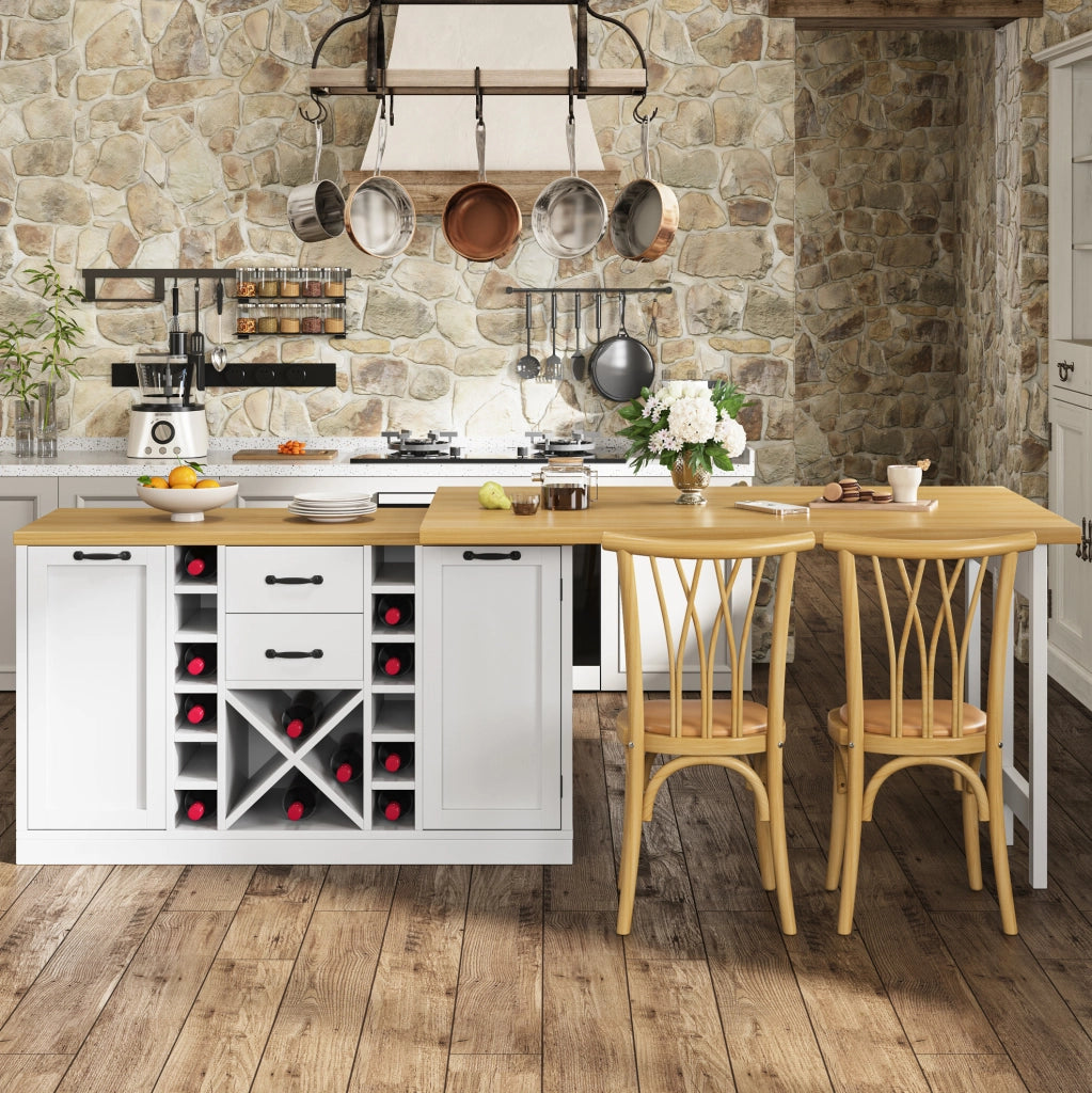 Isola cucina girevole 360° con contenitori, bianca
