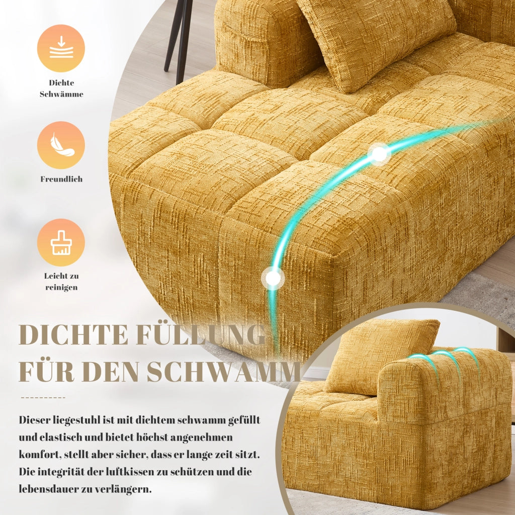 DIVANO Chaise longue 158x90x60 cm Chenille giallo con cuscino