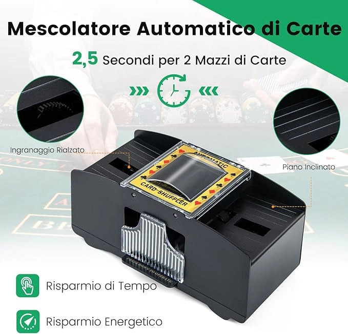 Set di Fiches da Poker con 300/600 Fiches, 2/6 Mazzi di Carte 5 Dadi Mescolatore Automatico di Carte e Tappeto, Scatola Portatile, Poker Chips per Party Viaggi e Feste (300 PCS)