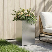 Vaso da giardino Argento 40 x 40 x 50 cm Acciaio Inox 8005366