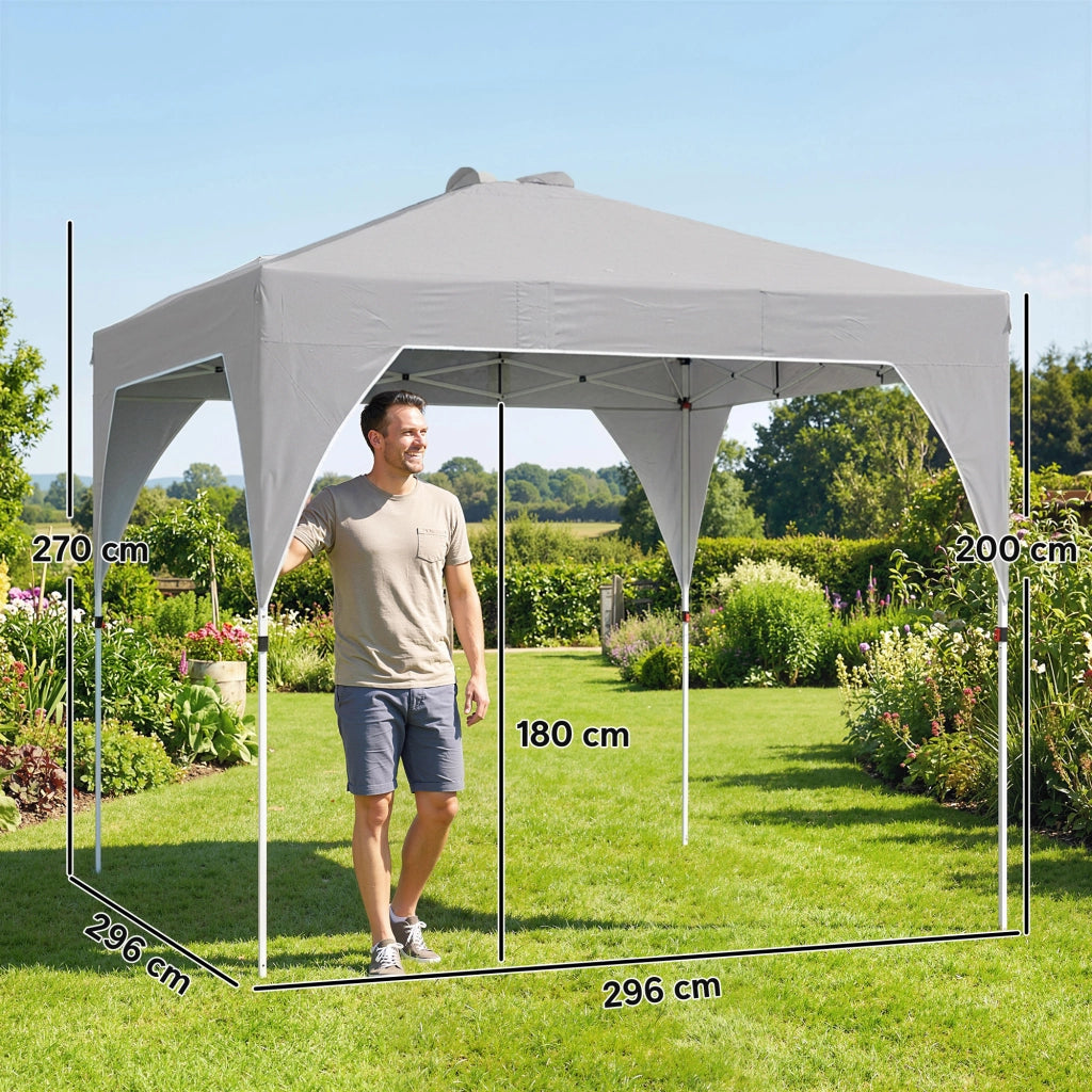 Tenda da giardino pieghevole 3x3 m ¨C zephmum ¨C grigio con sacchi di sabbia e ruote