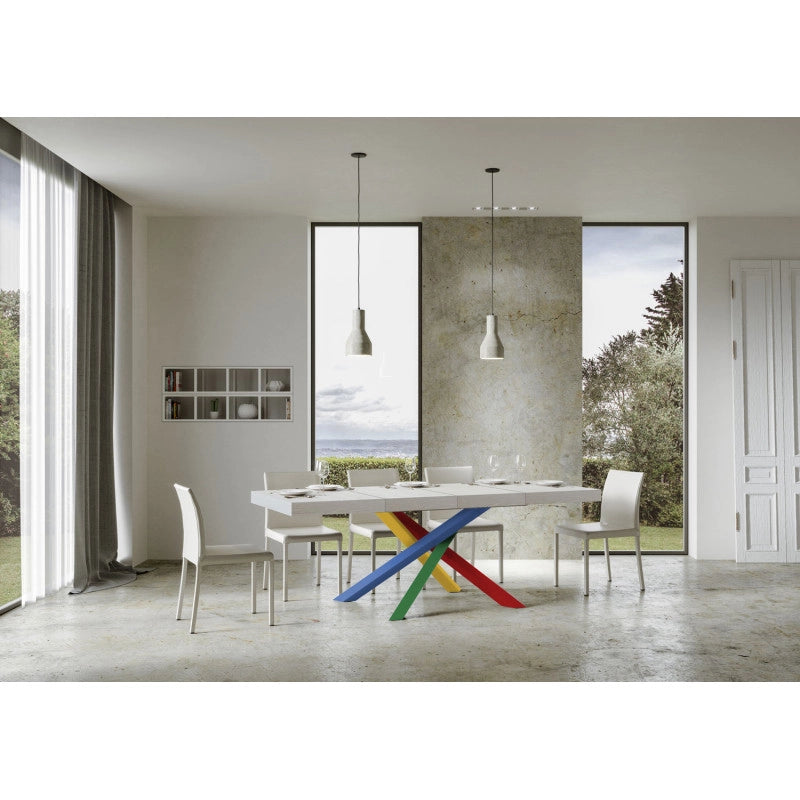 Tavolo allungabile 130/390x90 cm Volantis Premium telaio Multicolore 4/B - Bianco Frassino