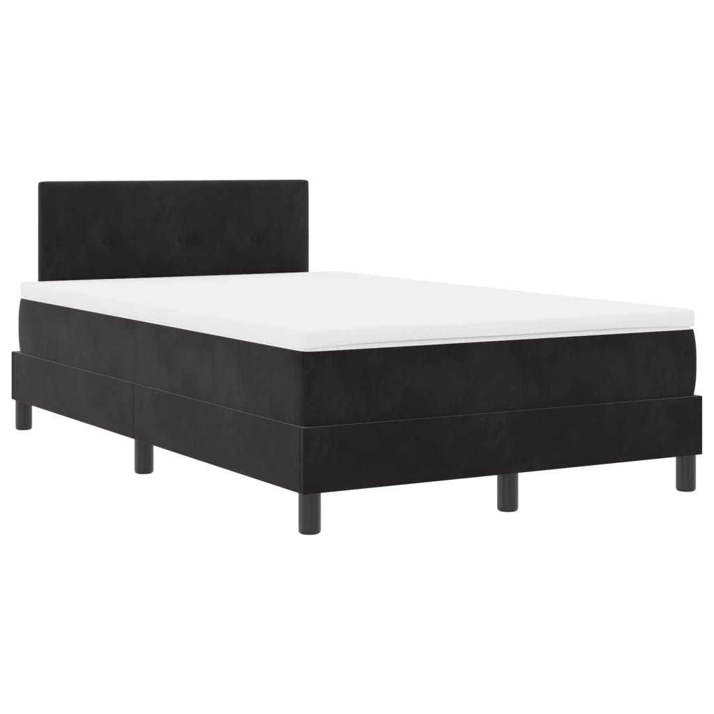 Letto Box Spring con Materasso e LED Nero 120x200 cm Velluto