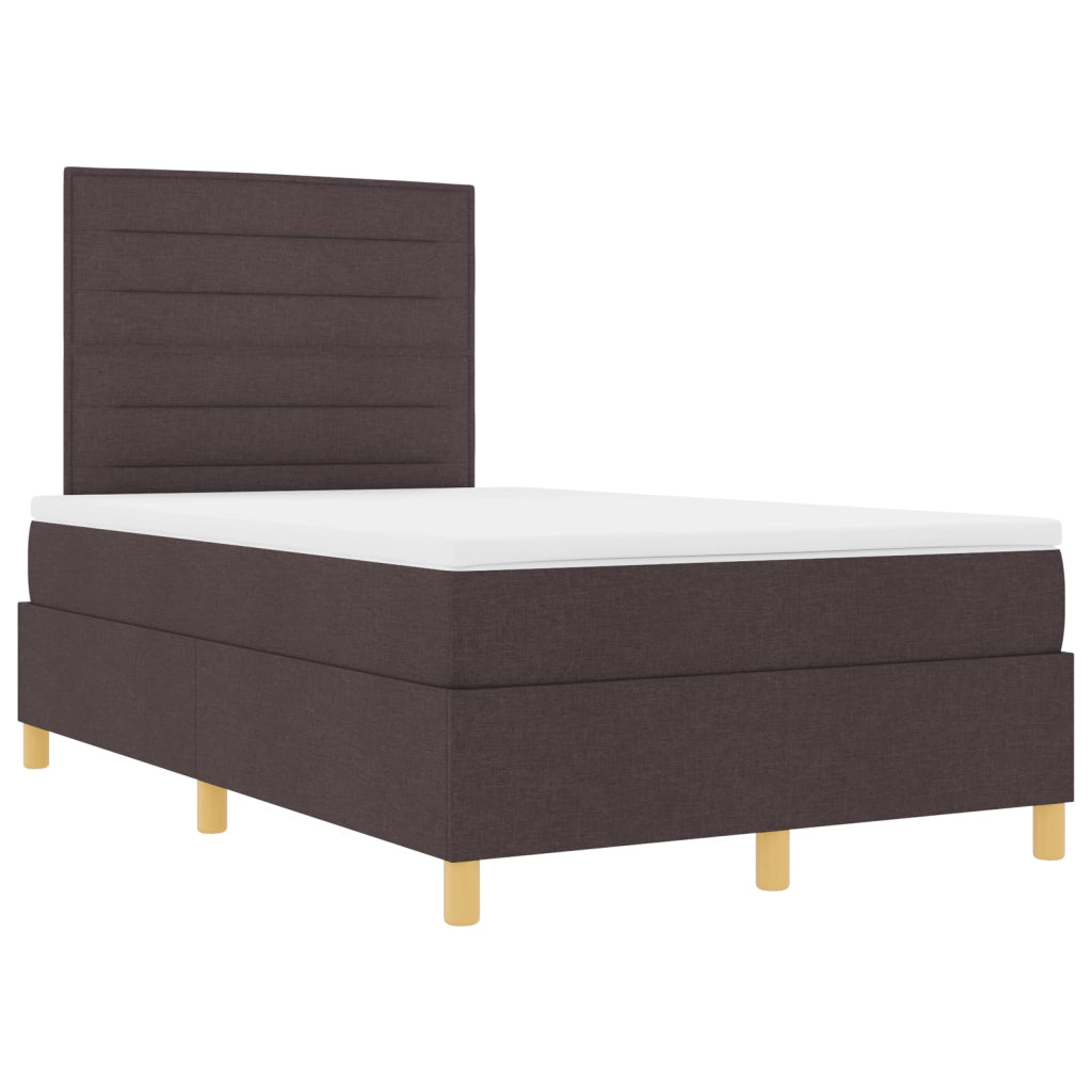 Letto a molle con materasso & LED Marrone Scuro 120x200 cm Tessuto