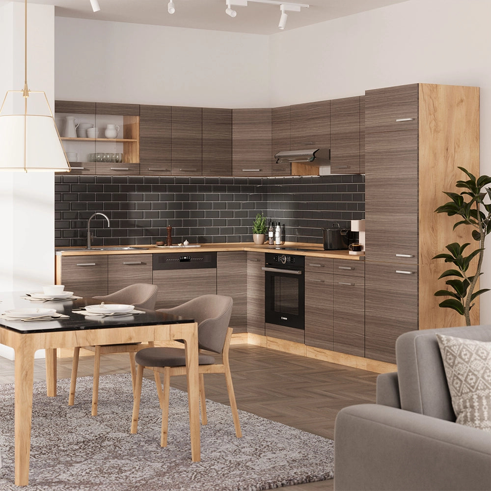 Mobile cucina angolare per sottotetto R-Line Grigio nobile/Rovere dorato 75.6 cm con 1 porta Vicco