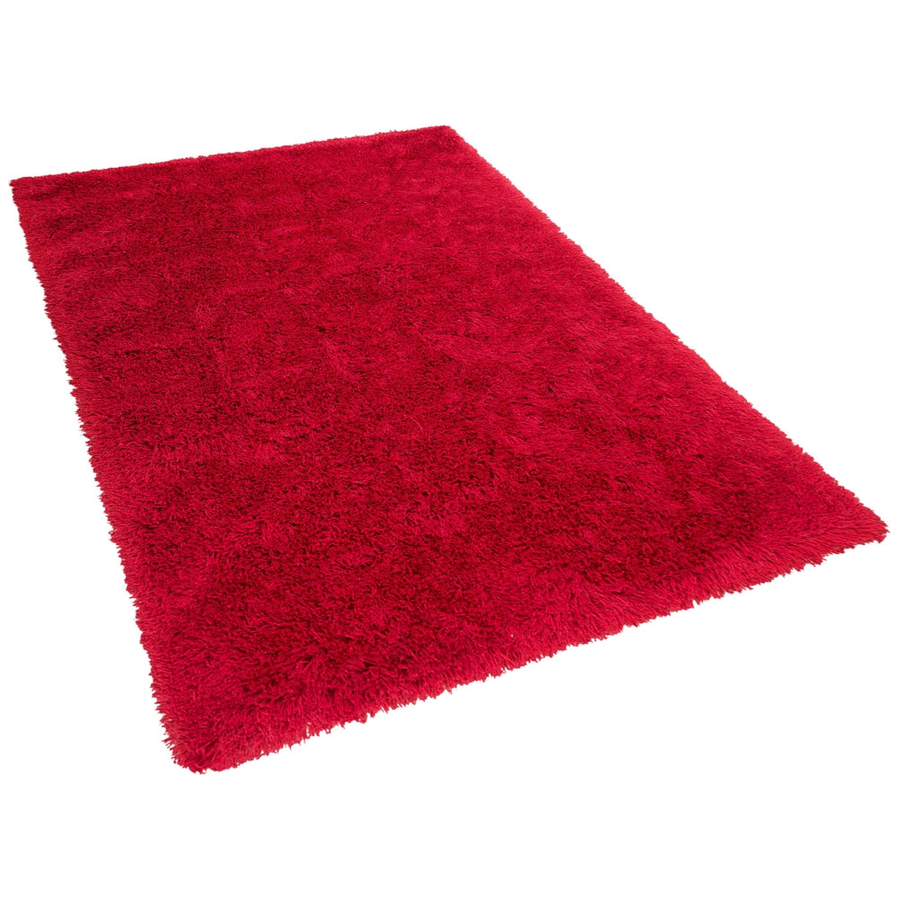 Tappeto Shaggy Tappeto a pelo lungo Solido Poliestere Rosso Rettangolare 200 x 300 cm