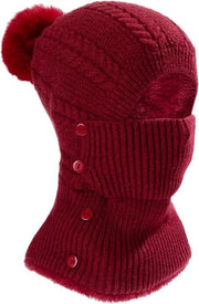 Cappello caldo con calotta e visiere per donne - rosso M.