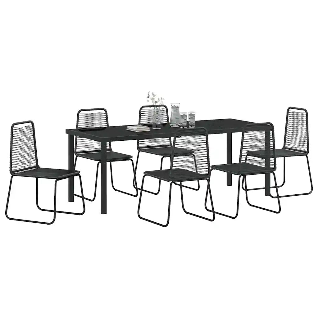 Set da Pranzo per Giardino 7 pcs Nero
