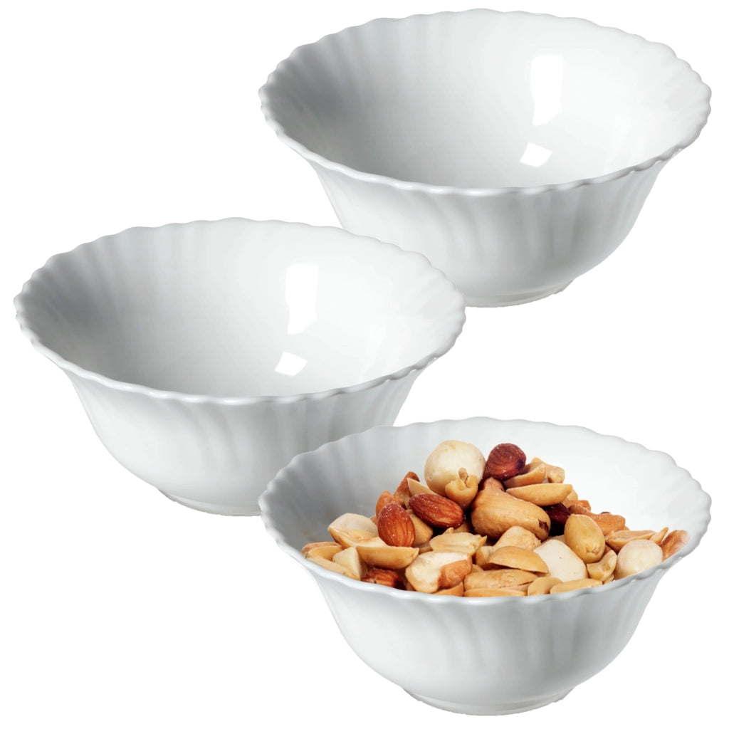 KADAX 3x Ciotola da insalata in vetro Ciotola per snack bianca 13 cm