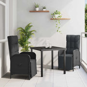 Set da Pranzo per Giardino con cuscino 3 pcs Nero polyrattan 3380120