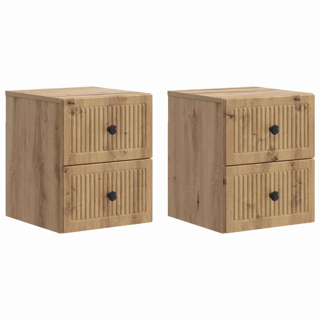 Mobiletto da notte a muro con cassetto 2 pcs Rovere Artigianale