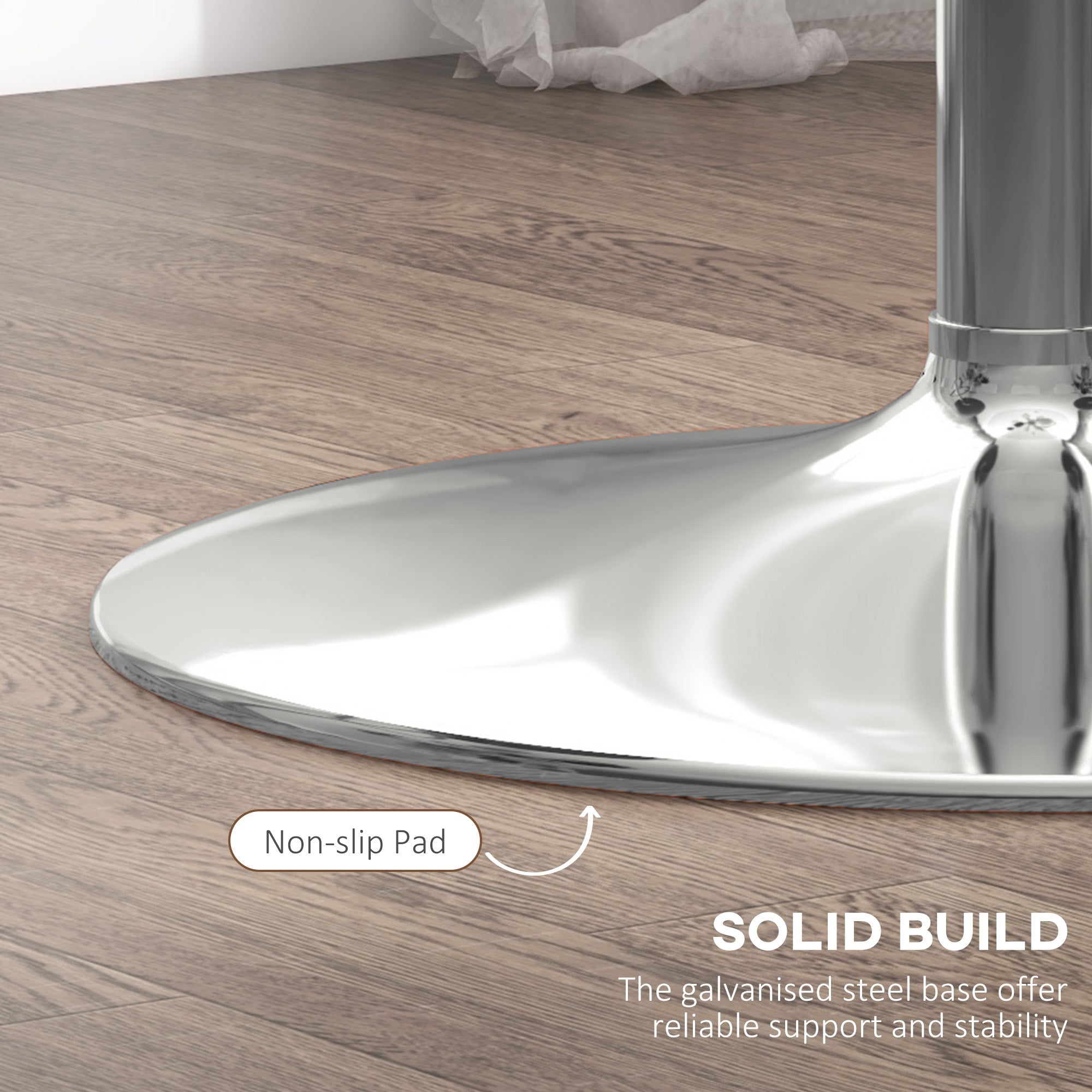 Tavolo Alto da Bar Moderno Rotondo con Base Ø70x102 cm in Acciaio e Piano in Vetro Trasparente