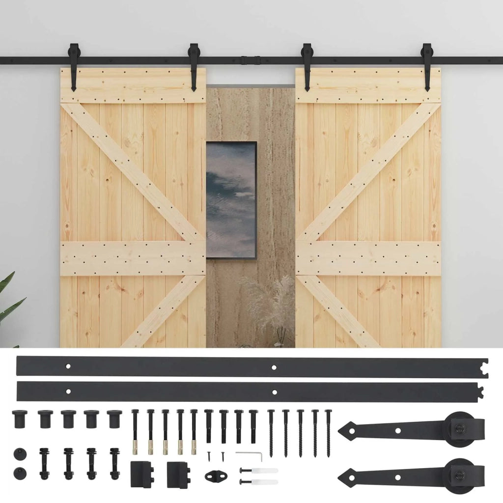 Porta scorrevole 2 pz 90 x 210 cm Legno Massello di Pino 3444877