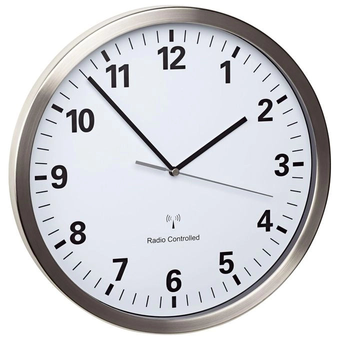 TFA-Dostmann 60.3523.02 Orologio da Parete Analogico a Radiocontrollo con Sensore di Luce e Movimento Silenzioso colore Argento Bianco