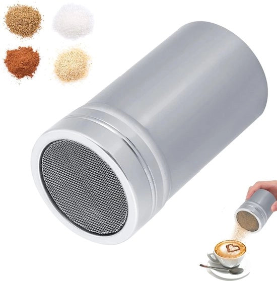 Caffè e cacao strooier, rostrooier in acciaio inossidabile con coperchio, cacao e caffè strooier per cappuccino, strooier per farina, strooier per cioccolato per cioccolato, zucchero in polvere, zucchero, sale, cacao, farina, caffè (L)