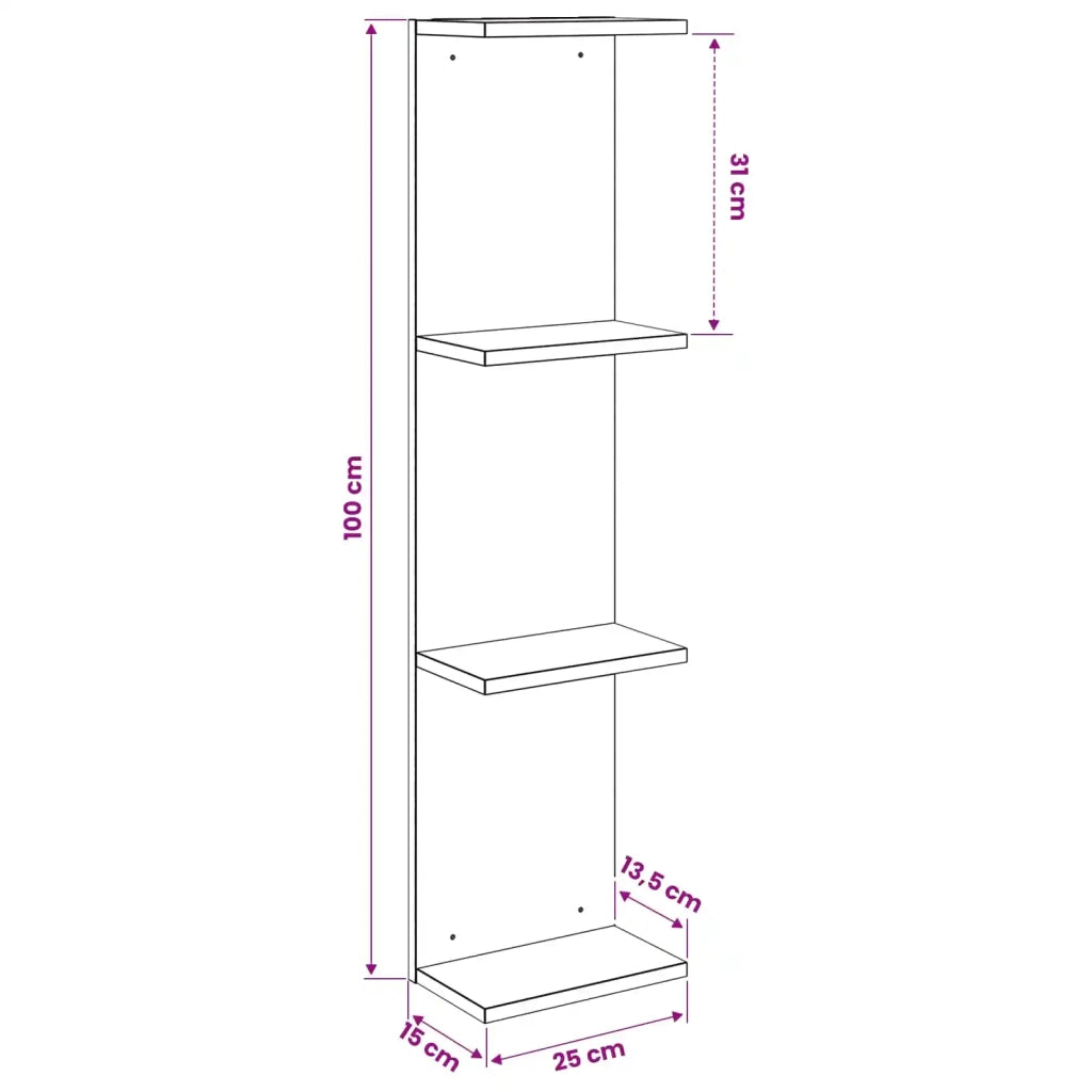 Scaffale da parete 2 pz Rovere Artigianale 25 x 15 x 100 cm 8012395