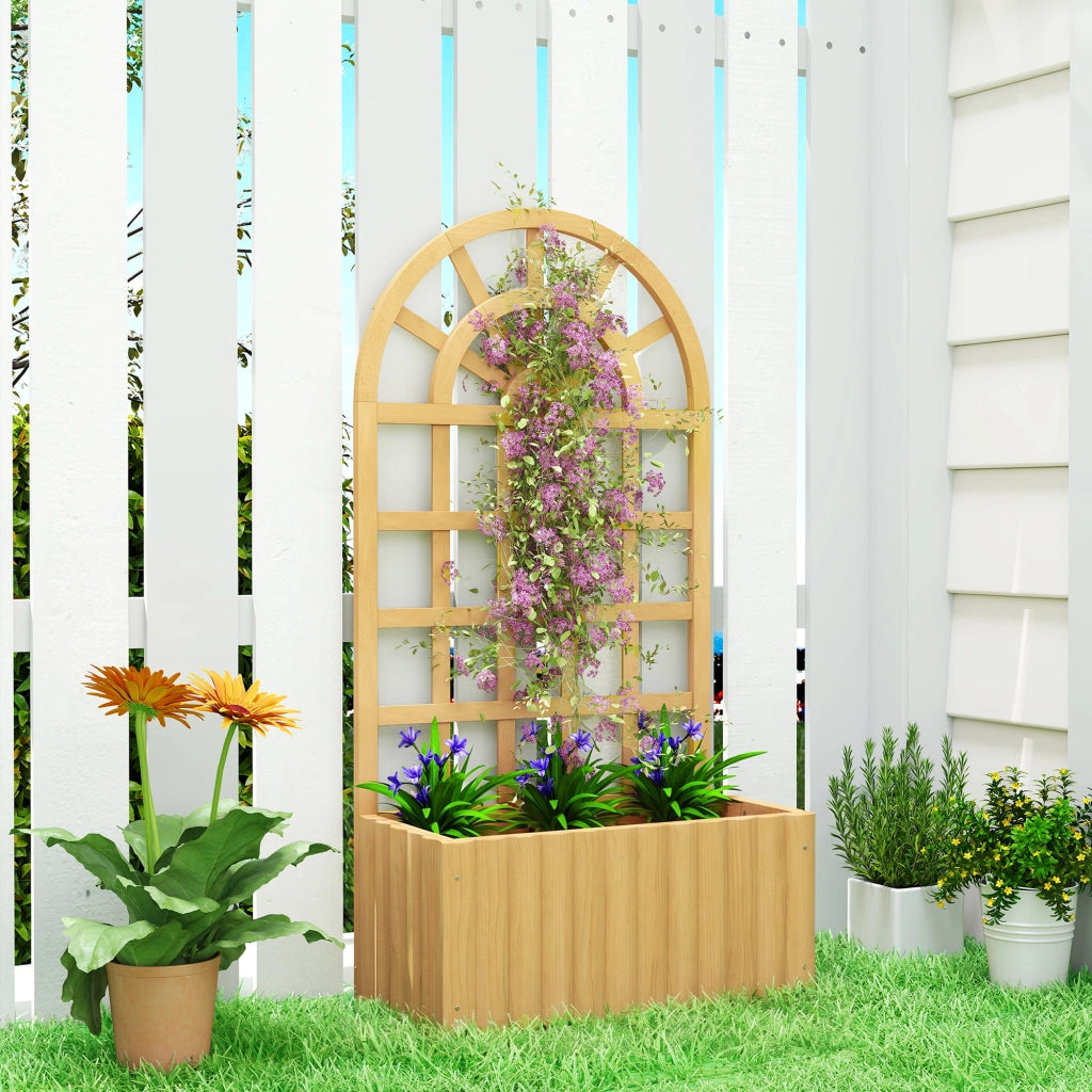 Vaso per Piante con Griglia in Legno 60x30x120 cm ¨C zephmum ¨C Naturale