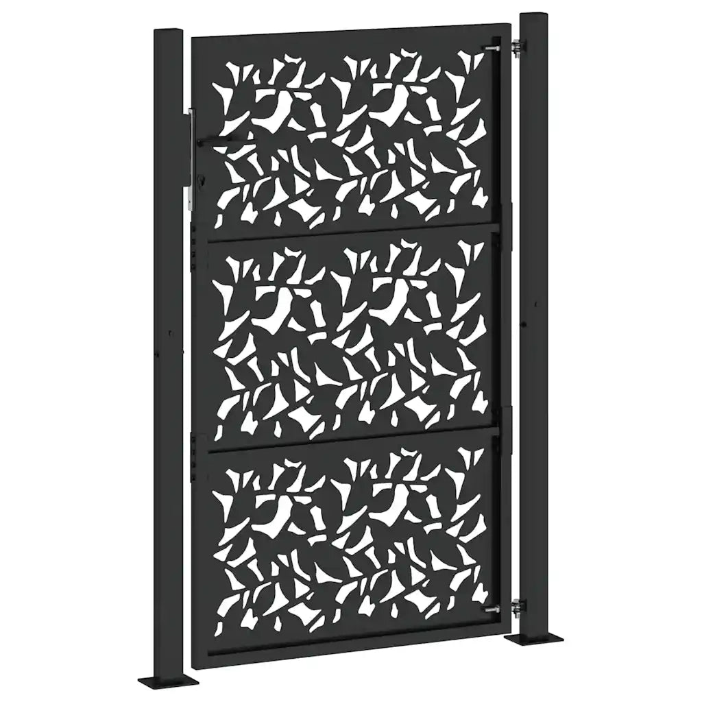 Cancello da giardino nero 100x150 cm in acciaio con design a foglia 4100961