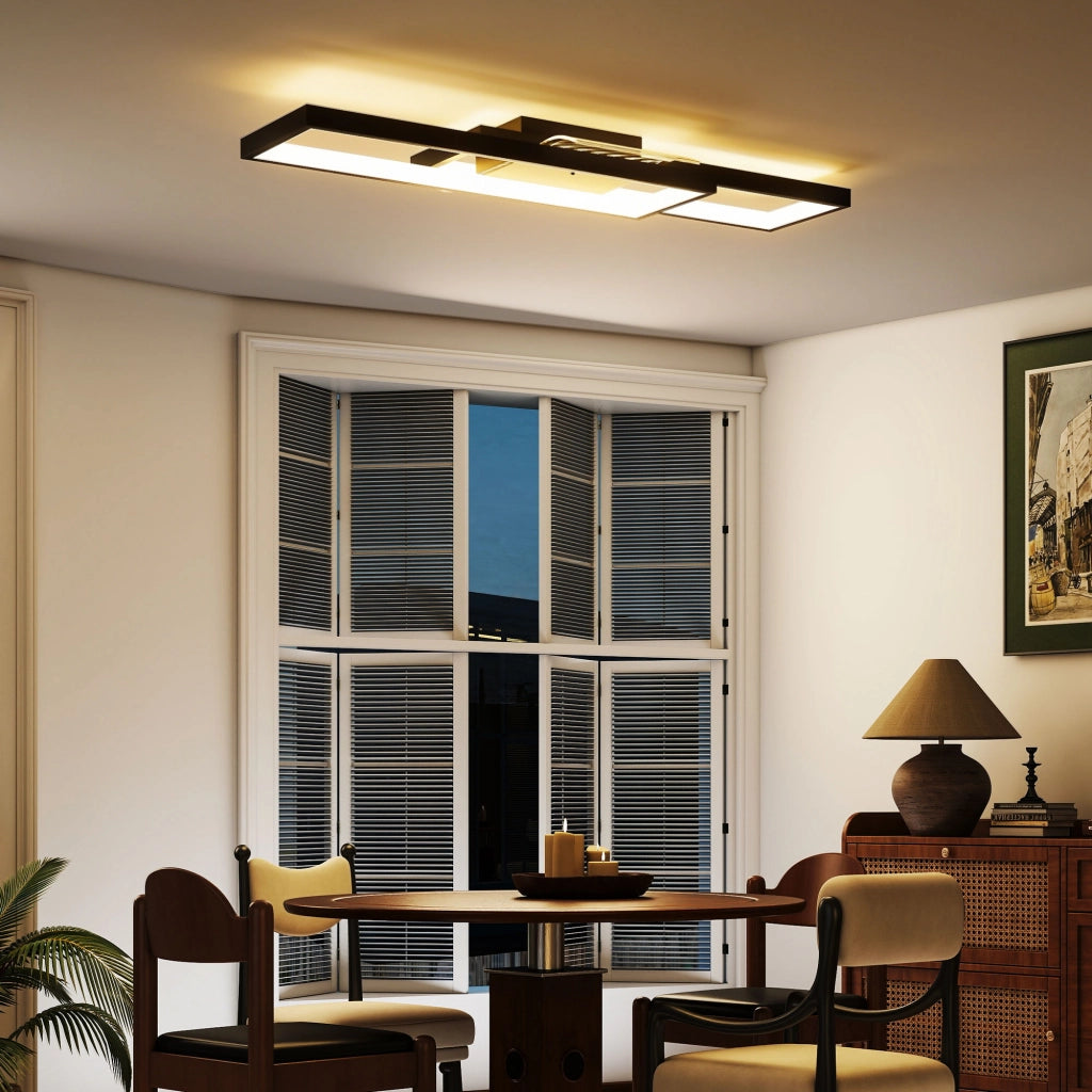 Plafoniera LED 43W 4600LM 3000-6000K dimmerabile con telecomando ¨C zephmum ¨C 70x30x7 cm Nero