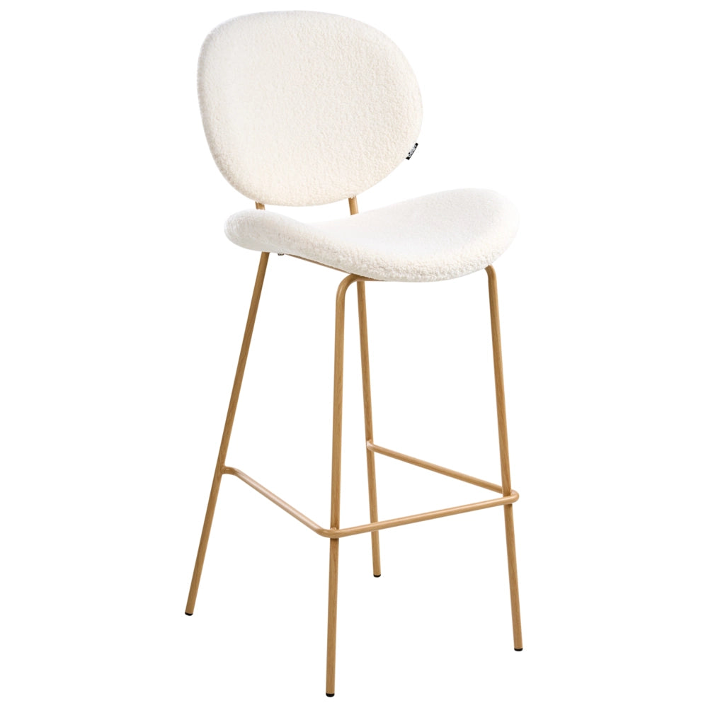 Set di 2 sedie con gambe senza braccioli Bouclè PU Gambe in ferro nero Design contemporaneo e retrò Sedute per la sala da pranzo bianco