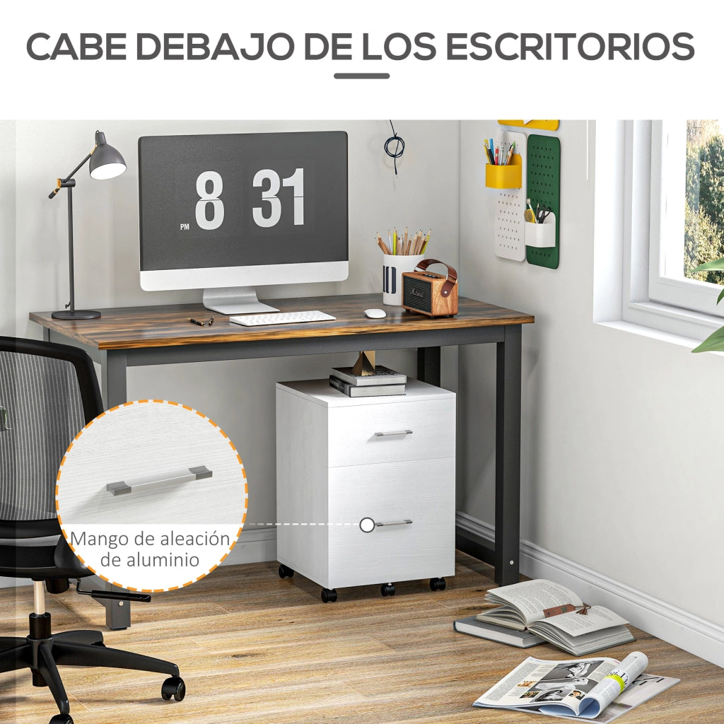 Scrivania con cassettiera ¨C zephmum ¨C 39,5x39x58,5 cm bianco