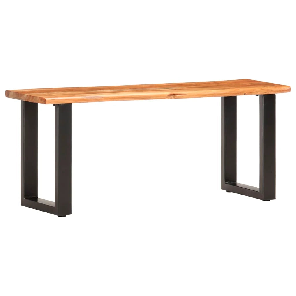Panca con bordo in legno naturale 110 x 35 x 46 cm legno massello di acacia e acciaio 02_0010780