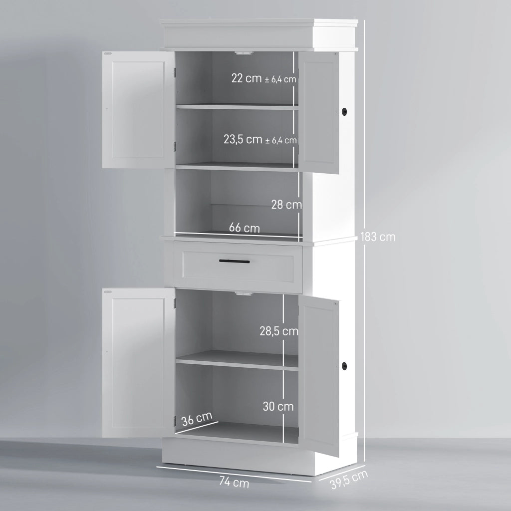 Armadio da cucina ¨C zephmum ¨C 2 ante, 2 cassetti, nicchia, bianco