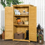 Armadio da giardino in legno con 3 ripiani e porte a lamelle, 87 x 46,5 x 160 cm