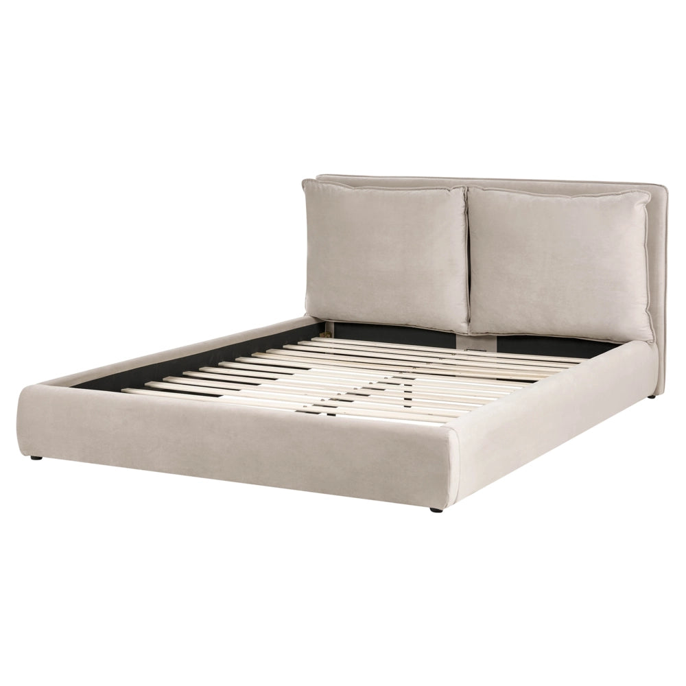 Letto moderno velluto tortora 160 x 200 cm testata imbottita