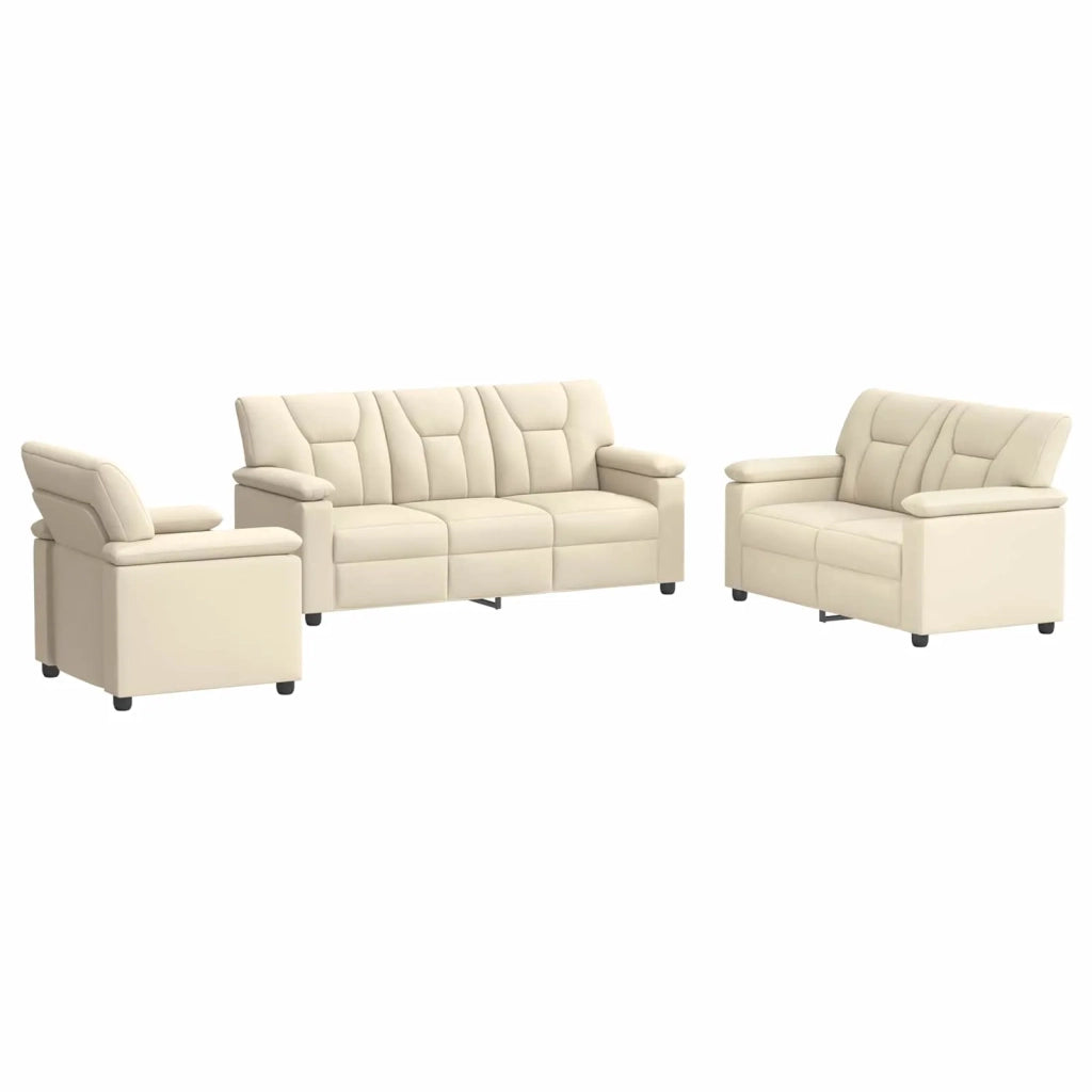 Set di divani 3 pcs Crema Similpelle 3430543