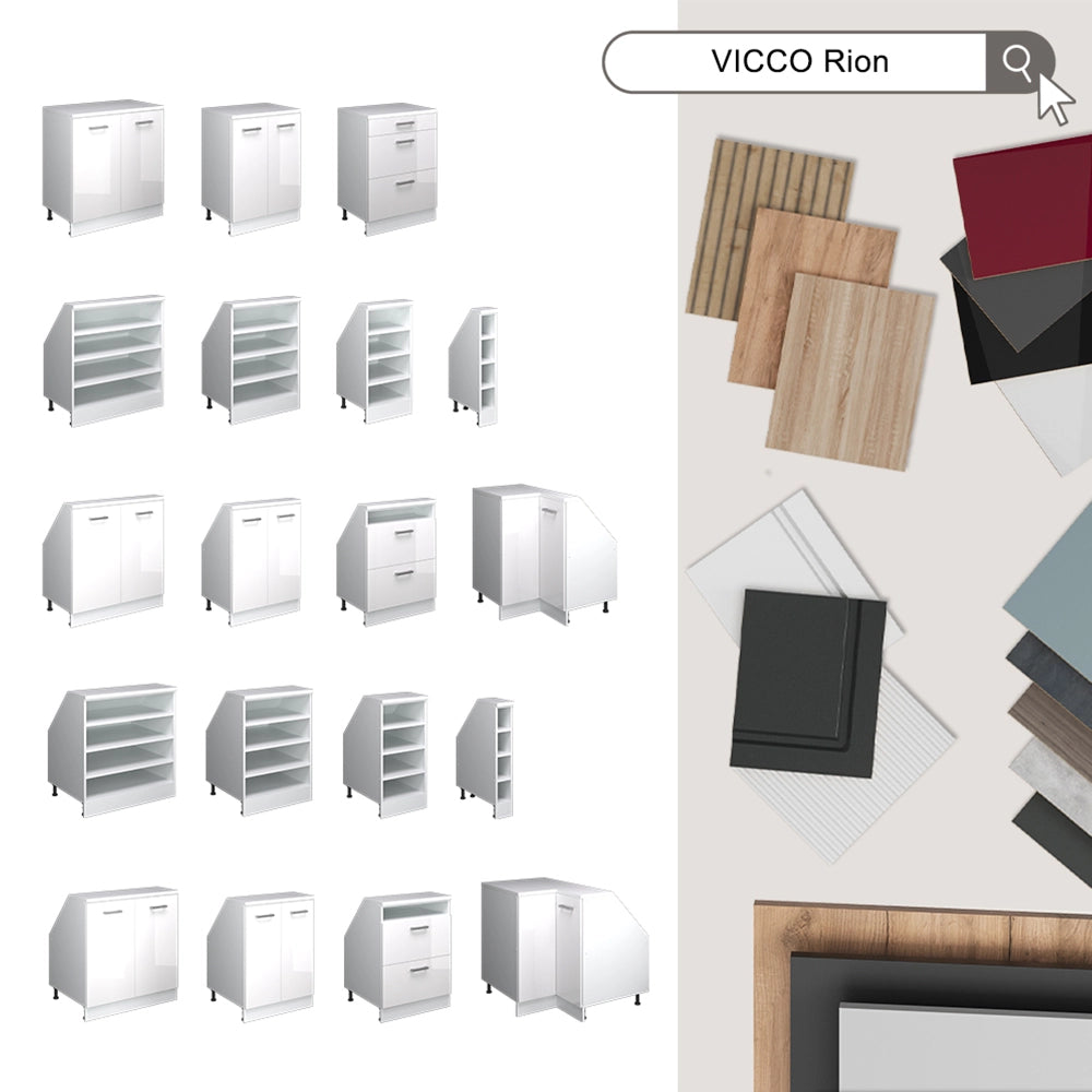 Set di mobili sottotetto Rion Calce nera/Antracite 140 cm Set di 2 carcasse armadio profondità 60 cm Vicco
