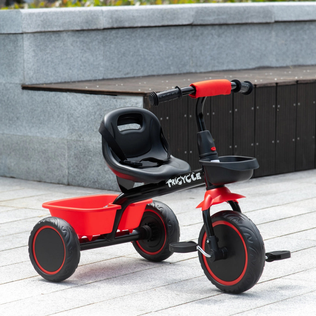 Triciclo evolutivo per bambini 2-5 anni ¨C Xylo ¨C sedile regolabile con cintura rosso e nero