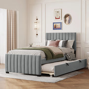 Letto imbottito 90 x 190 cm con letto estraibile e rete a doghe; velluto grigio