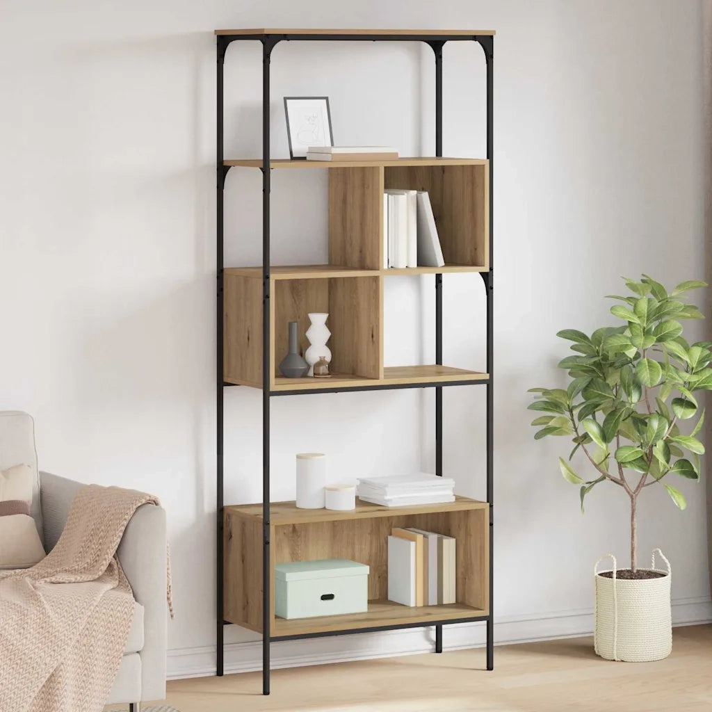 Libreria-Scaffale per Libri-Mobile di Stoccaggio Rovere artigianale 76 x 33 x 188,5 cm