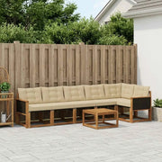 Set di divani da esterno con cuscino 7 pcs Naturale e Beige